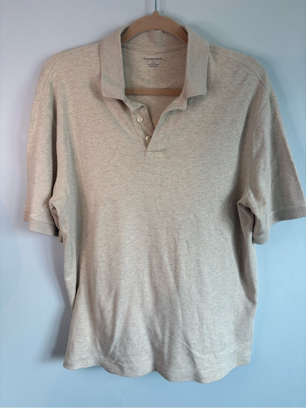 Lands' End Men's Short Sleeve Polo Shirt - Light Tan